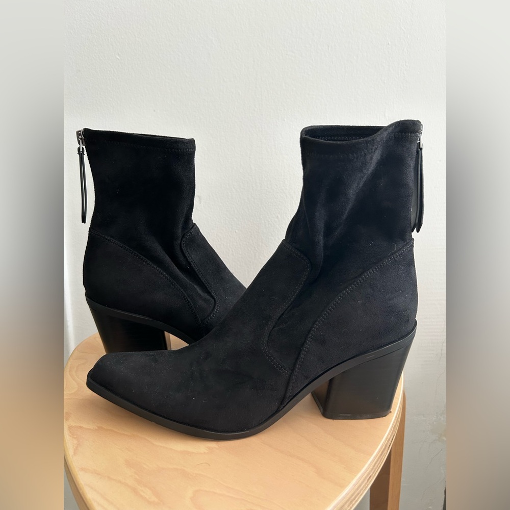 Naturalizer Ella Black Suede Ankle Heeled Boots